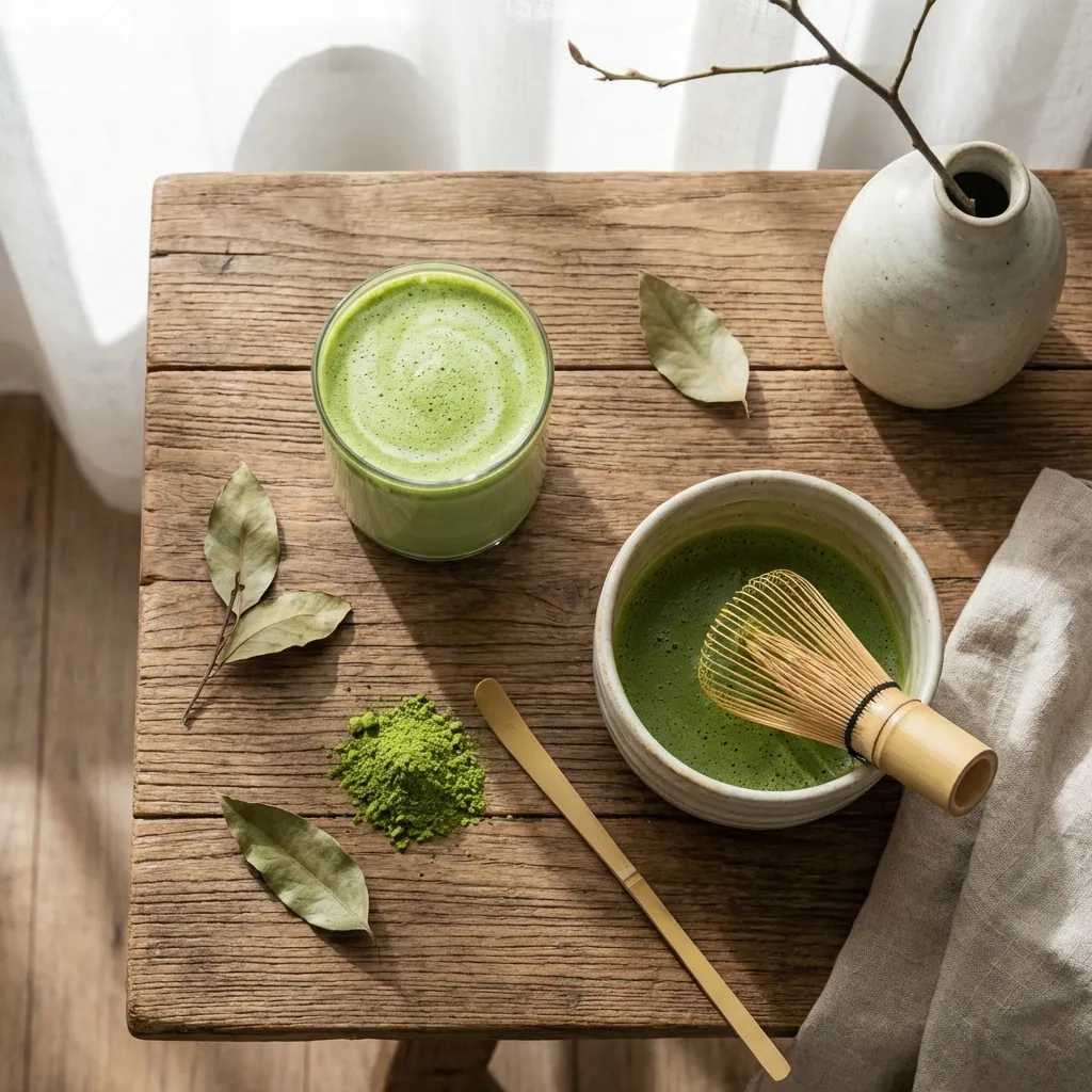 Matcha latte and tea brewing tools